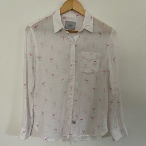 Rails linen top w/ pink flamingo so xs